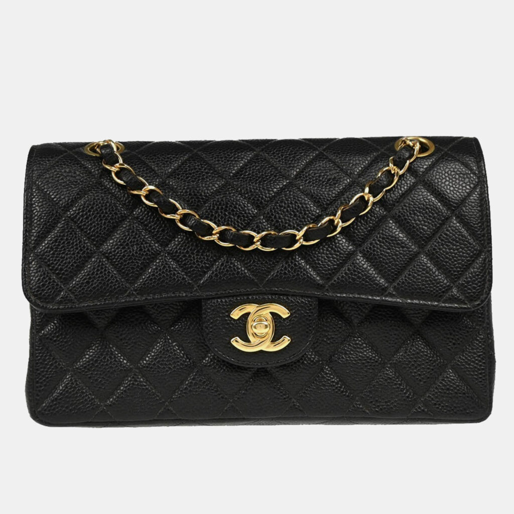 luxury-women-chanel-used-handbags-p1161999-004 Chanel Black Calfskin Small Classic Double Flap Shoulder Bag