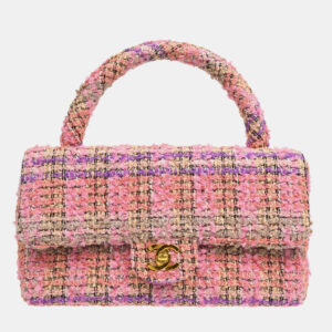 Chanel Pink Tweed Top Handle Handbag