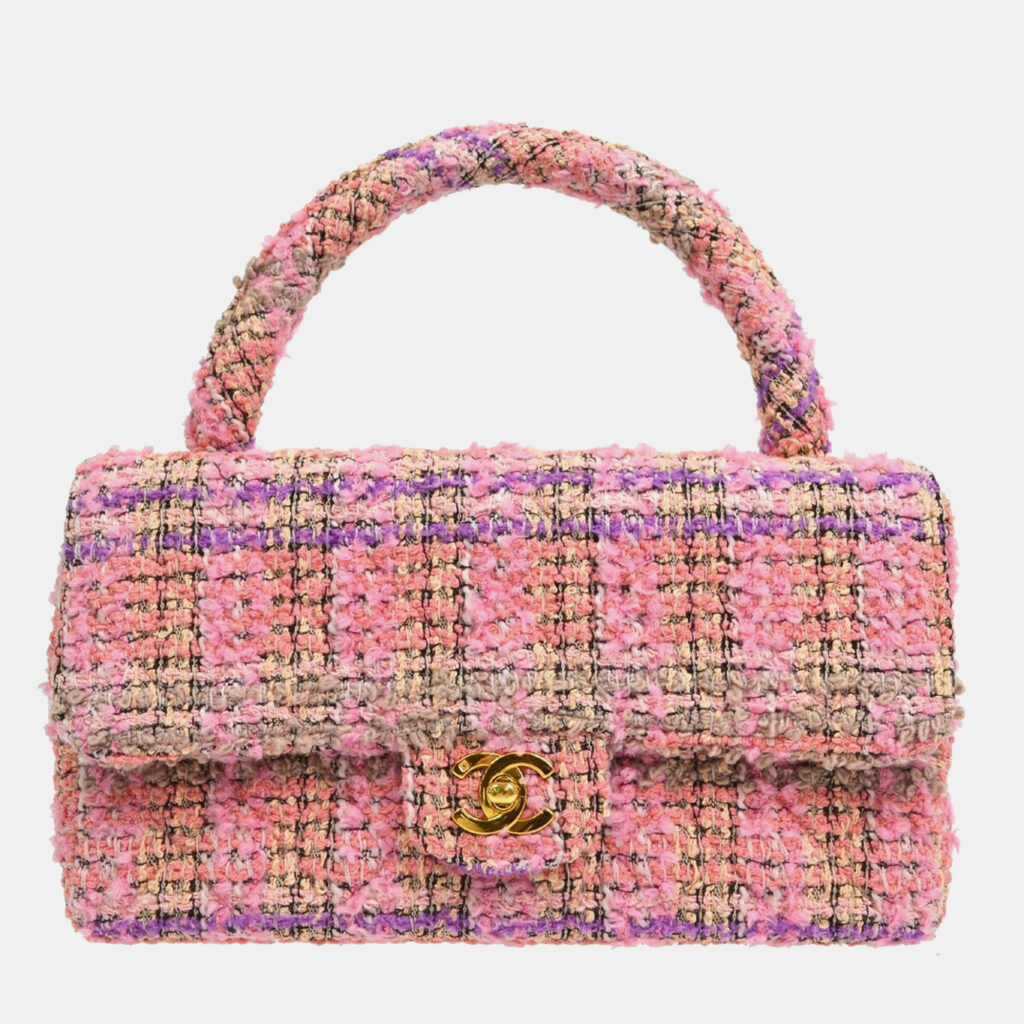 luxury-women-chanel-used-handbags-p1162001-004 Chanel Pink Tweed Top Handle Handbag