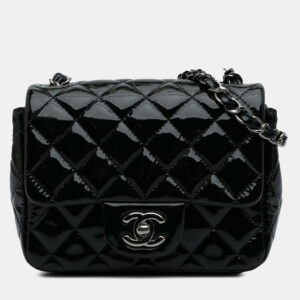 Chanel Black Mini Square Classic Patent Single Flap