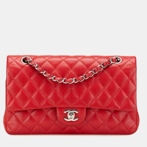 Chanel Red Medium Classic Caviar Double Flap