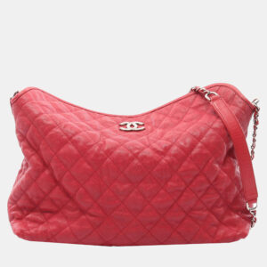 Chanel Red Quilted Caviar French Riviera Hobo