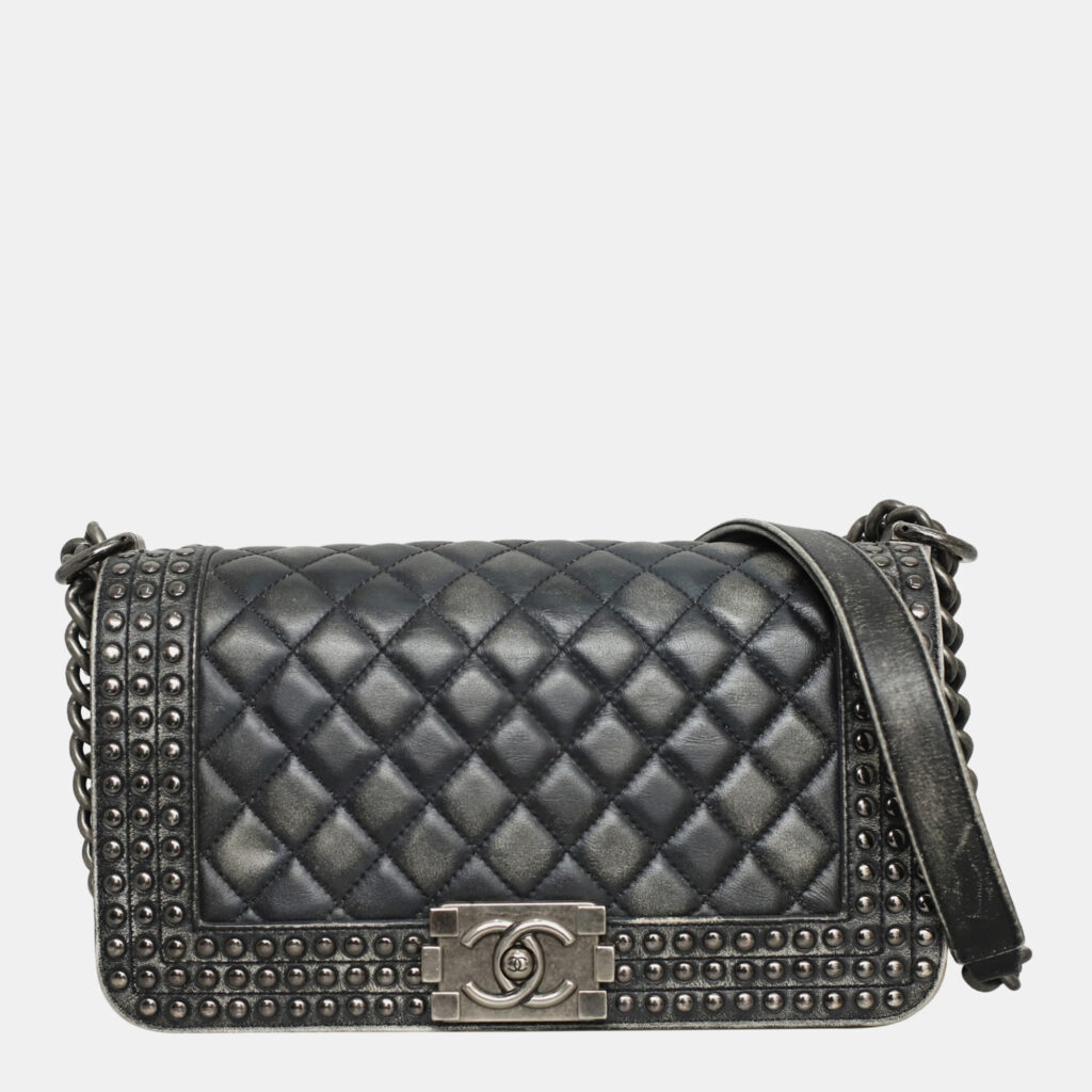 luxury-women-chanel-used-handbags-p1163083-006 Chanel Black Leather Medium Dallas Boy Bag