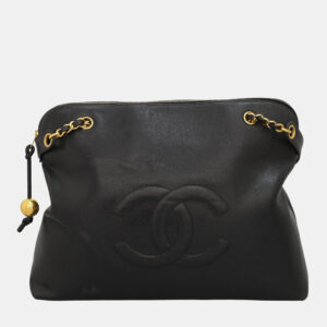 Chanel Black Vintage Caviar Large CC Shoulder Bag