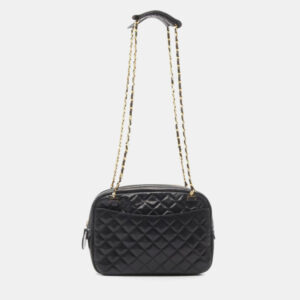 Chanel Black Leather Quilted CC Camera Bag