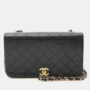 Chanel Black Quilted Leather Full Flap Shoulder Bag