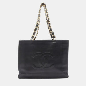 Chanel Black  Lambskin Vintage CC Chain Tote Bag XL