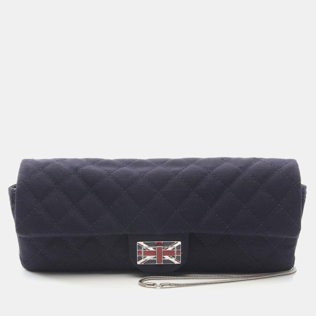 luxury-women-chanel-used-handbags-p1163912-004 Chanel Navy Fabric Union Jack Shoulder Bag