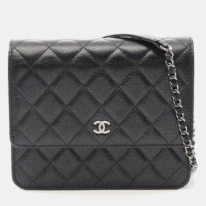 Chanel Black Quilted Caviar Leather WOC Clutch Bag