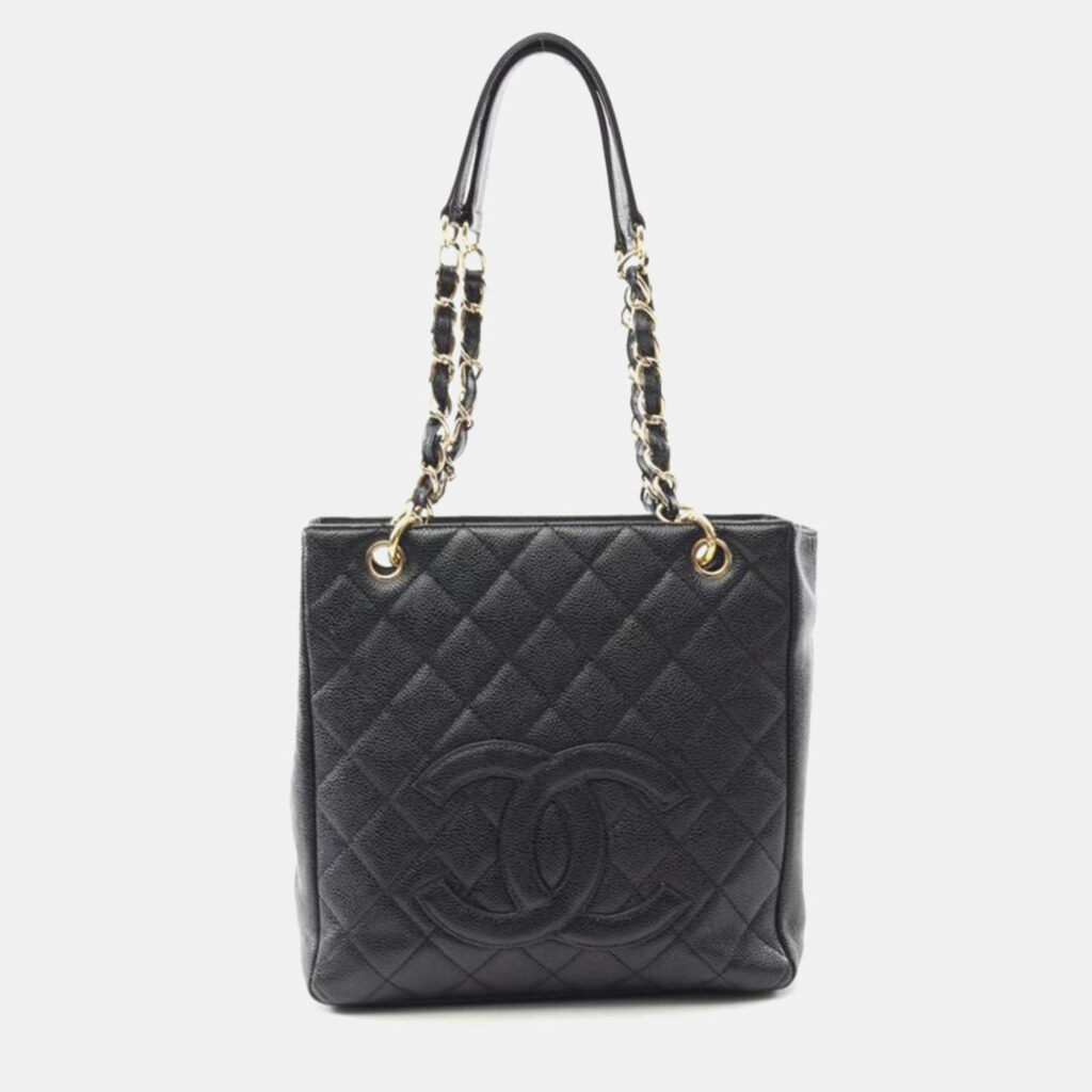 Chanel Black Leather PST Chain Shoulder Bag