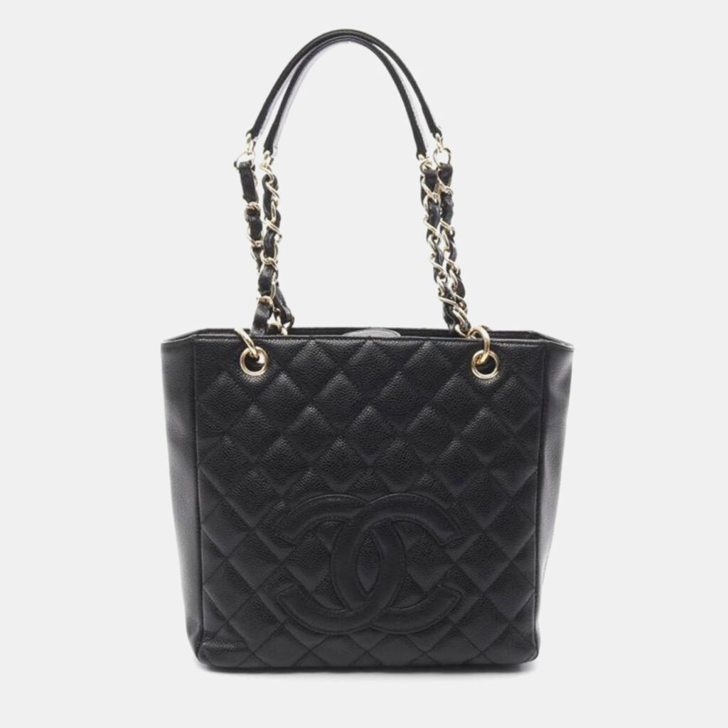 luxury-women-chanel-used-handbags-p1163933-009 Chanel Black Leather PST Chain Shoulder Bag