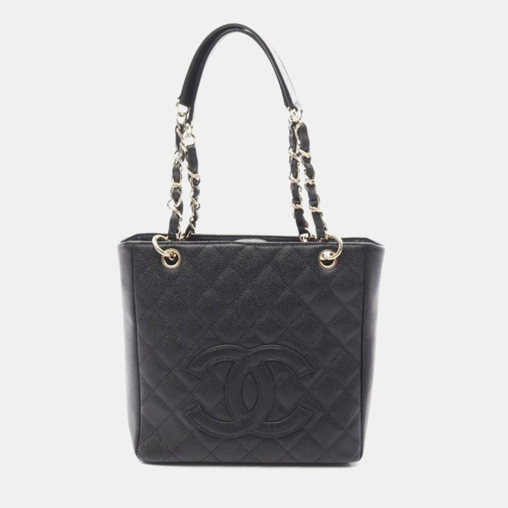 luxury-women-chanel-used-handbags-p1163937-008 Chanel Black Leather PST Chain Shoulder Bag