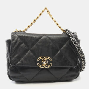 Chanel Black Quilted Goatskin Medium 19 Flap Bag