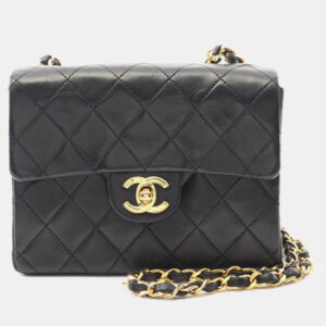 Chanel Black Lambskin Quilted Mini Square Flap Bag