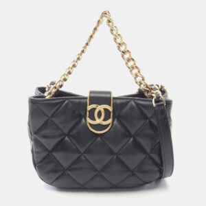 Chanel Black Caviar Quilted Coco Handle Flap Bag