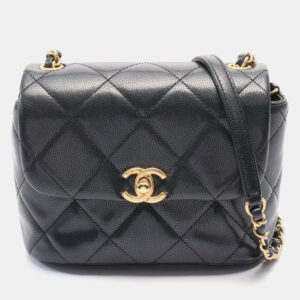 Chanel Black Leather CC Flap Shoulder Bag