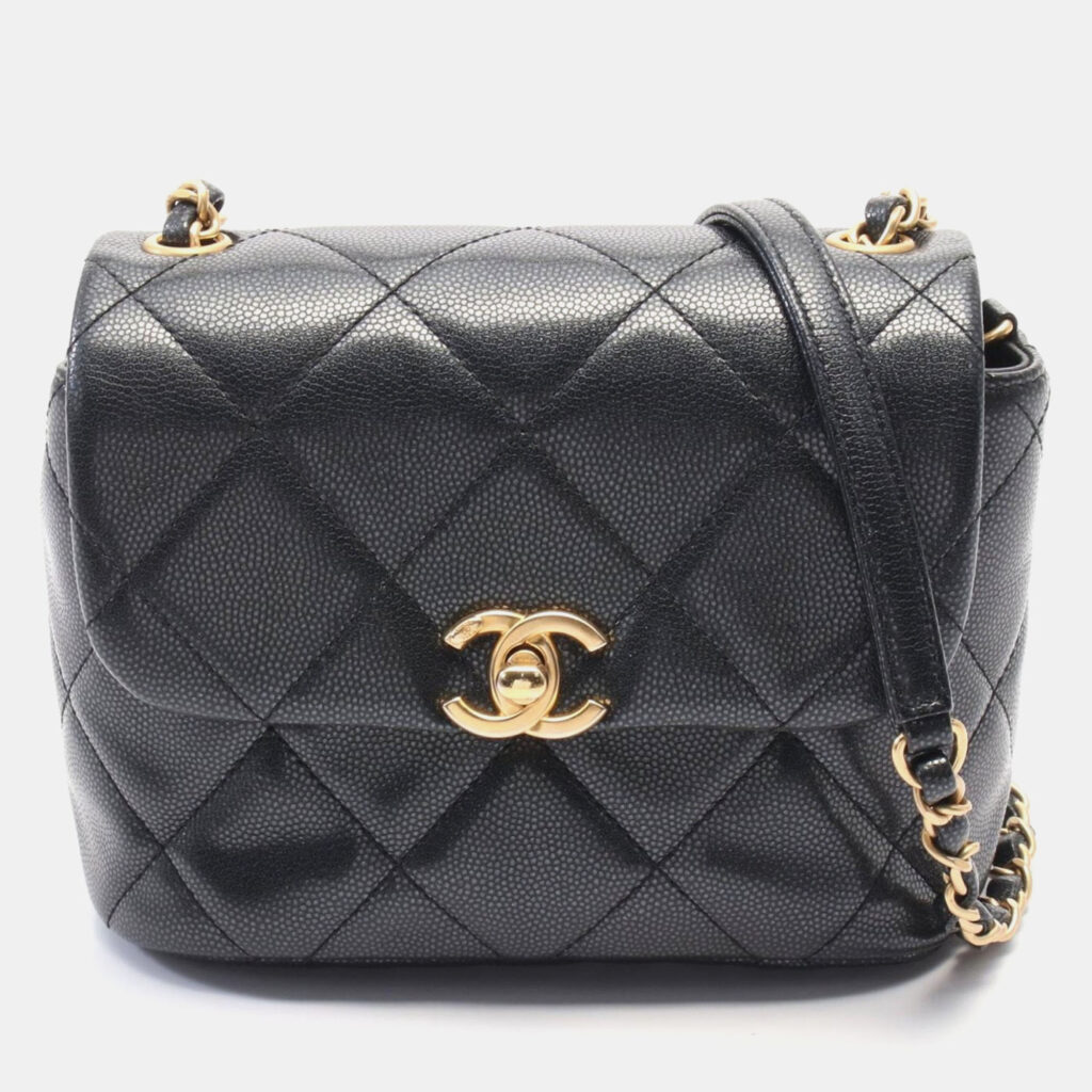 luxury-women-chanel-used-handbags-p1163945-005 Chanel Black Leather CC Flap Shoulder Bag