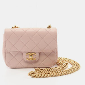 Chanel Pink Leather Mini Flap Shoulder Bag