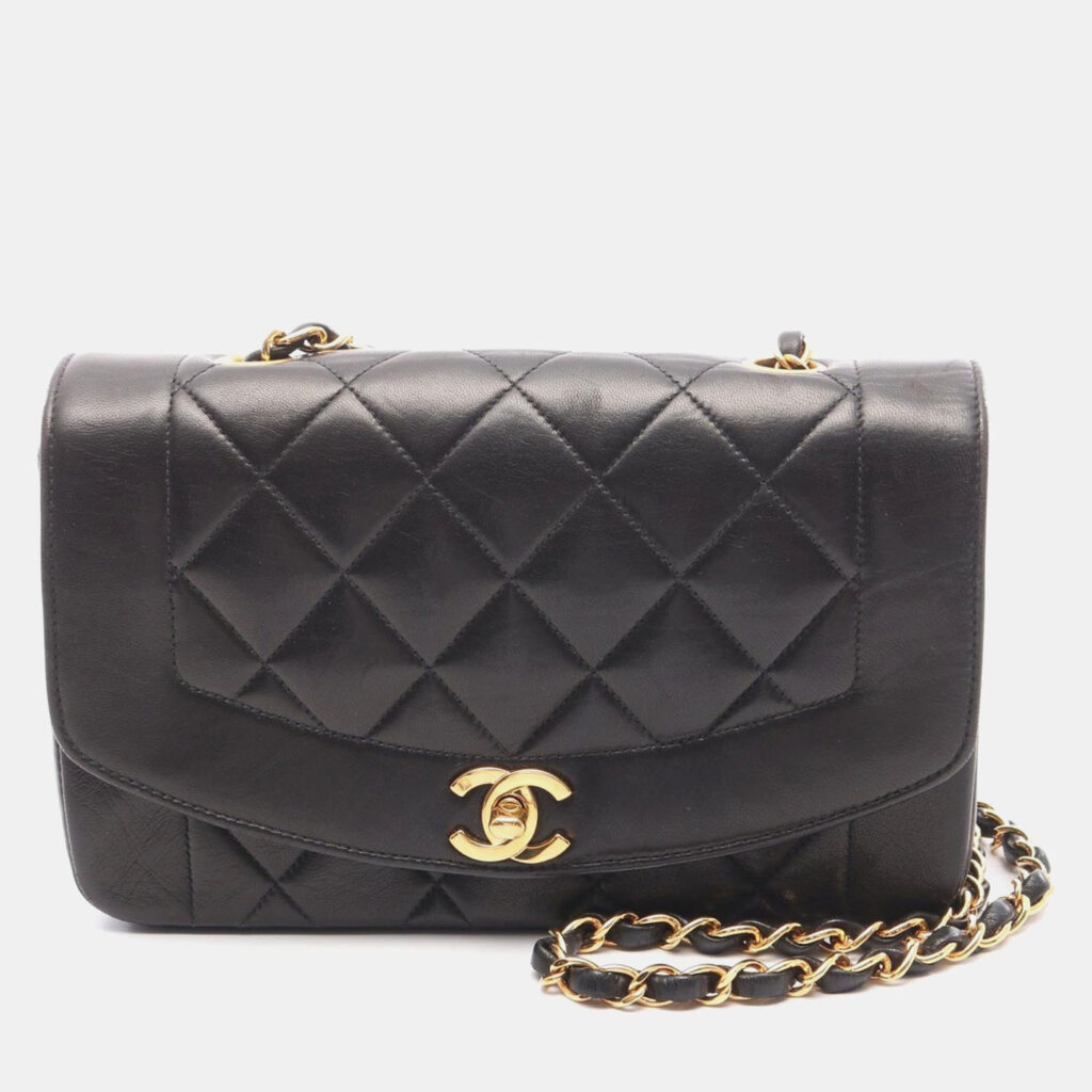 luxury-women-chanel-used-handbags-p1163949-005 Chanel Black Leather Diana Shulder Bag