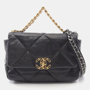 Chanel Black Lambskin Leather Medium 19 Flap Bag