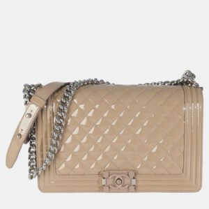 Chanel Dark Grey Quilted Lambskin Old Medium Boy Bag