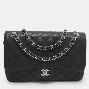 Chanel Black Quilted Leather Jumbo Classic Double Flap Bag