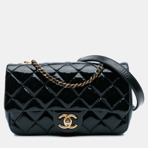 Chanel Navy Blue Paris-Salzburg Small Patent and Goatskin CC Eyelet Flap