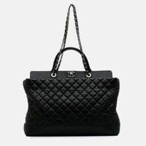 Chanel Black Quilted Aged Calfskin Be CC Shopper Tote