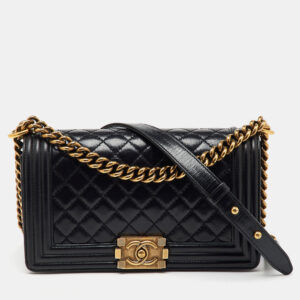 Chanel Black Quilted Leather Medium Boy Flap Bag