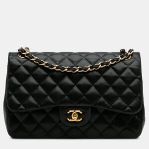 Chanel Black Jumbo Classic Lambskin Double Flap