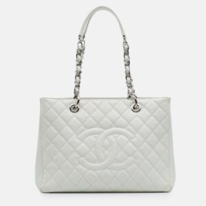 Chanel White Caviar Grand Shopping Tote