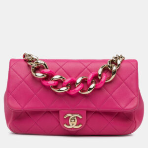 Chanel Pink Small Lambskin Elegant Chain Single Flap