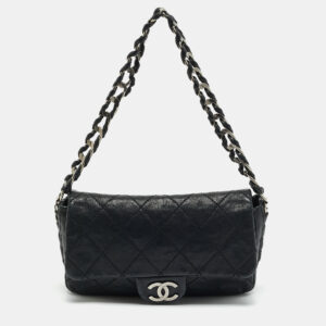 Chanel Black Quilted Leather Modern Chain Flap Bag