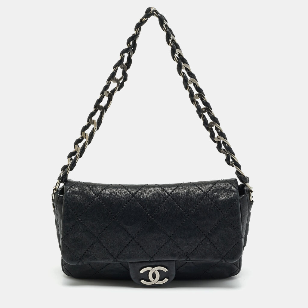 luxury-women-chanel-used-handbags-p1165999-006 Chanel Black Quilted Leather Modern Chain Flap Bag