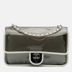Chanel Black White Large PVC and Lambskin Naked Flap