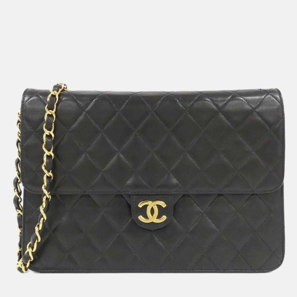 luxury-women-chanel-used-handbags-p1166185-007 Chanel CC Flap Black Leather Shoulder Bag
