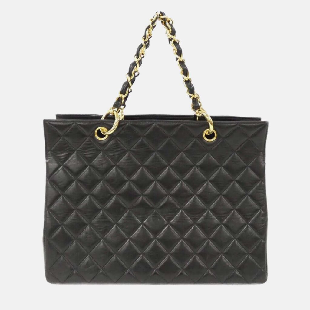 luxury-women-chanel-used-handbags-p1166186-001 Chanel Timeless Black Leather Lambskin Tote Bag