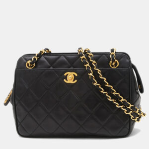 Chanel Quilted CC Black Leather Shoulder Bag