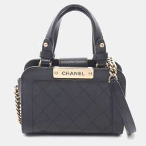 Chanel Label Click Black Leather Shoulder Bag