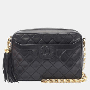 Chanel CC Camera Tassel Black Lambskin Shoulder Bag