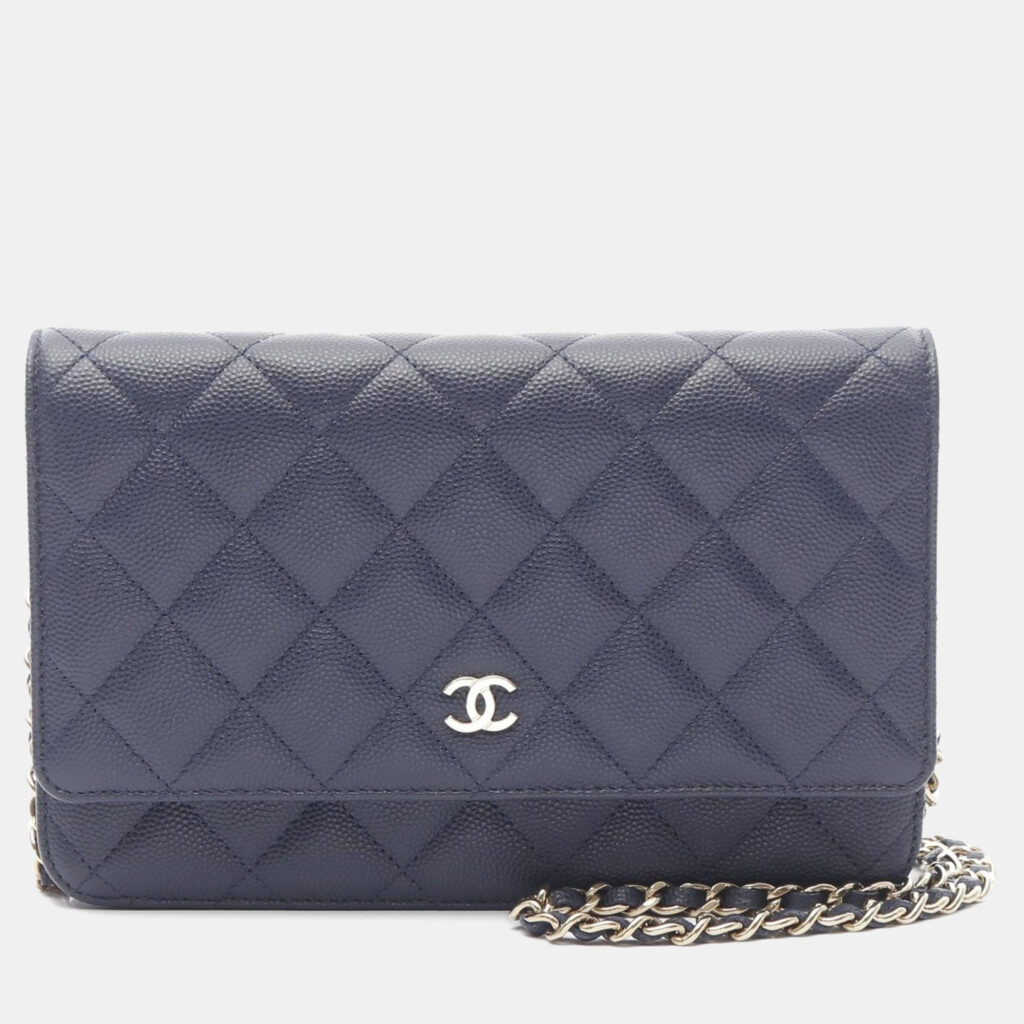 luxury-women-chanel-used-handbags-p1167614-002 Chanel Navy Leather Classic Wallet on Chain