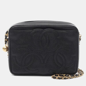 Chanel Triple CC Black Leather Chain Camera Bag