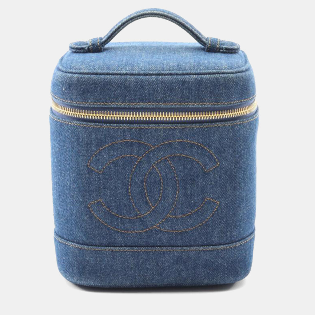 luxury-women-chanel-used-handbags-p1167627-004 Chanel Coco Mark Navy Denim Vanity Handbag
