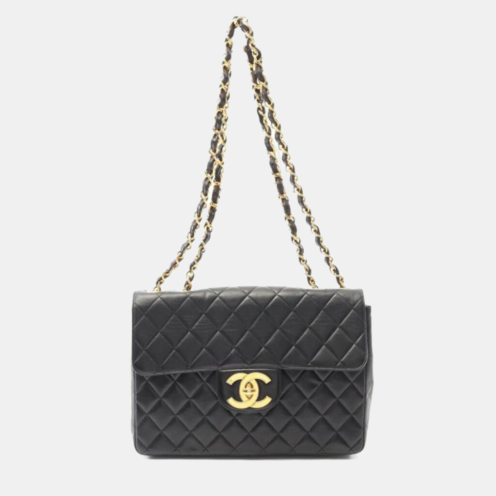 luxury-women-chanel-used-handbags-p1167639-009 Chanel Jumbo Single Flap Black Lambskin Shoulder Bag