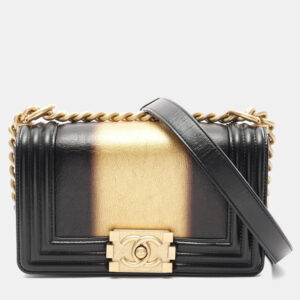 Chanel Boy Small Black/Gold Leather Shoulder Bag