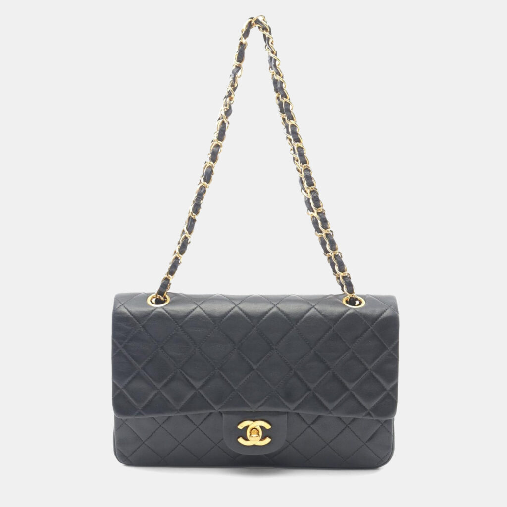 luxury-women-chanel-used-handbags-p1167646-010 Chanel Classic Double Flap Black Quilted Lambskin Shoulder Bag