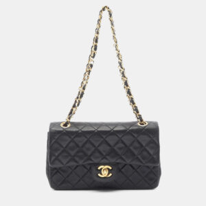 Chanel Classic Double Flap Black Quilted Lambskin Shoulder Bag