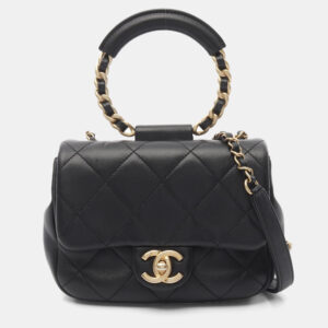 Chanel In-the-Loop CC Black Lambskin Sheep Leather Shoulder Bag