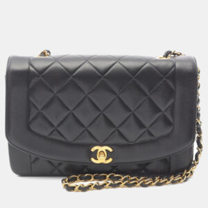 Chanel Diana Flap Black Lambskin Leather Shoulder Bag