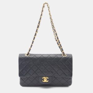 Chanel Classic Double Flap Black Quilted Lambskin Shoulder Bag